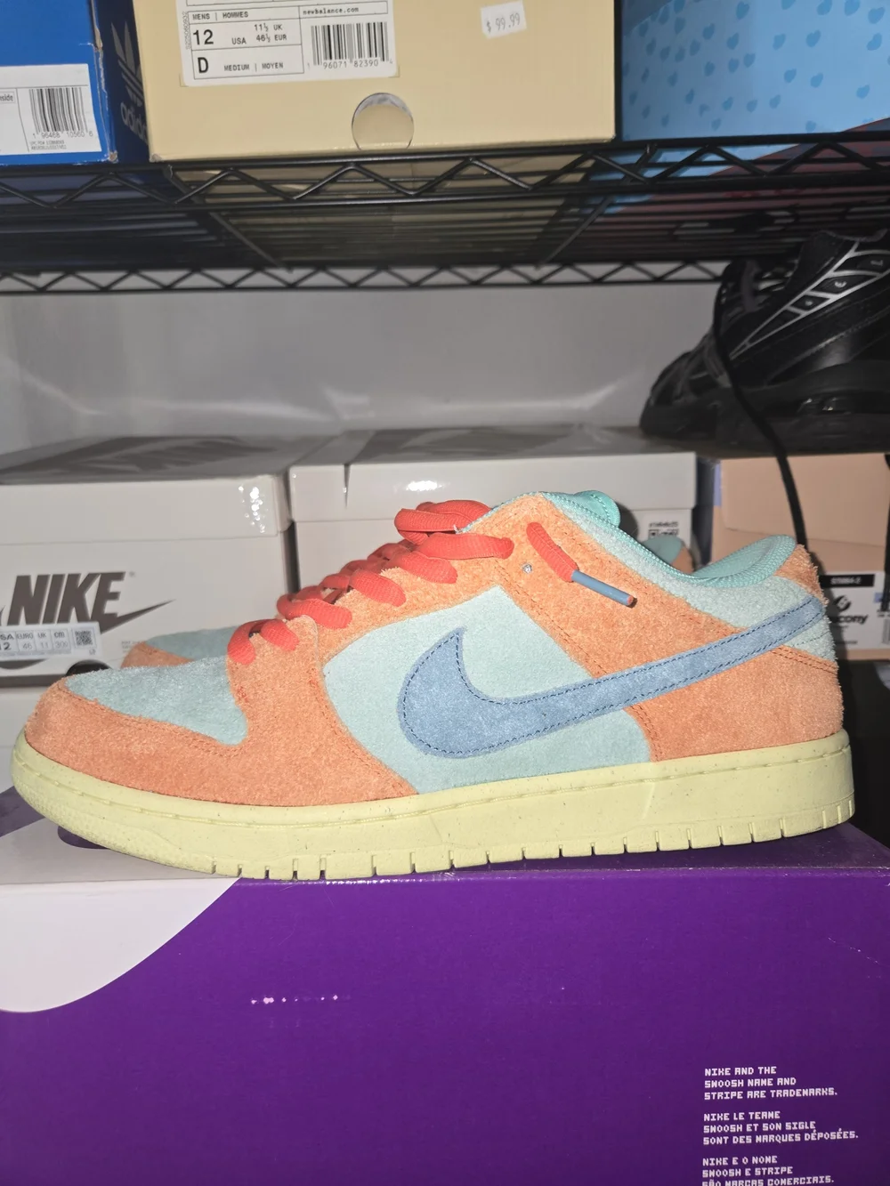 Nike Dunk Low Suede Sneakers in Coral & Aqua